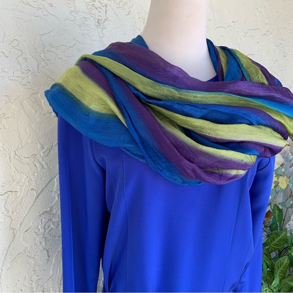 VTG 80s UK Chic Azure Blue Elegance-Belted, Button-backed WALLIS EXCLUSIVE - Picture 2 of 9